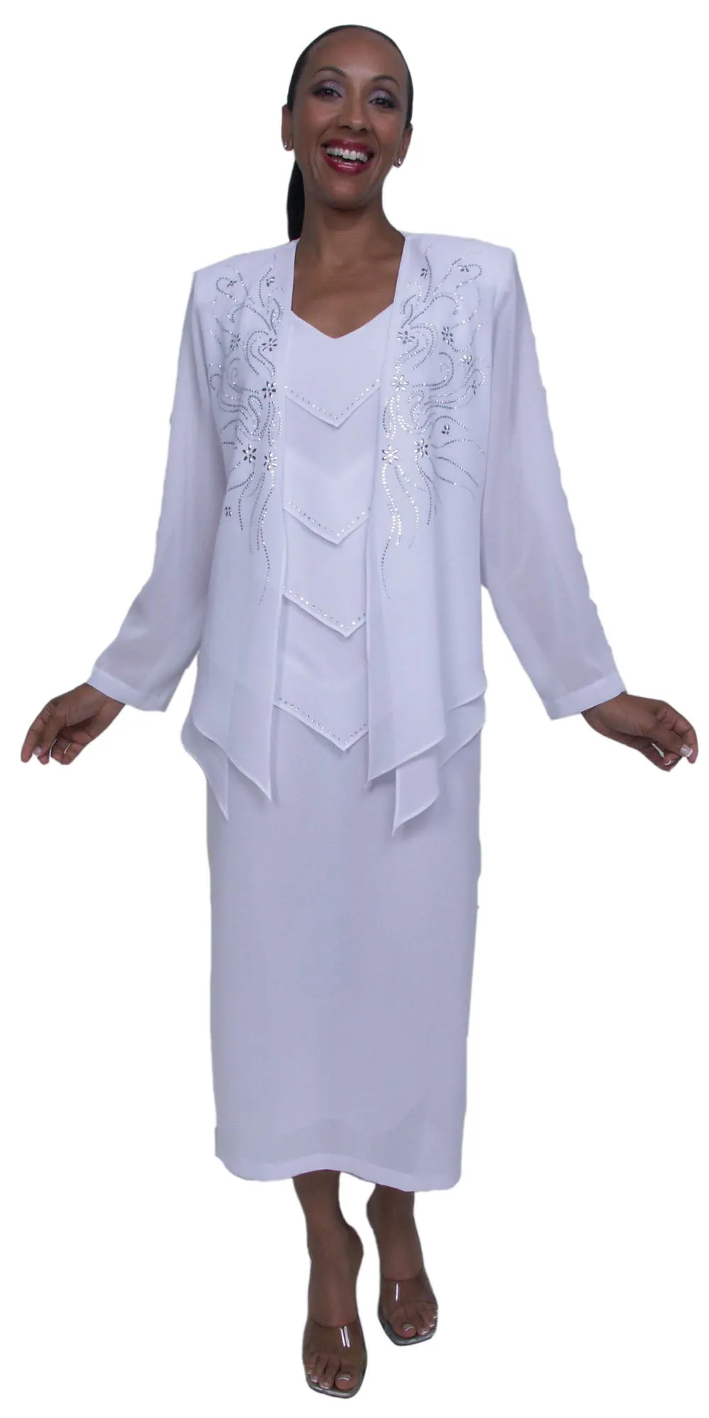 CLEARANCE - Hosanna 5502 Plus Size 3-Piece Set Tea Length Dress (Size 2XL)