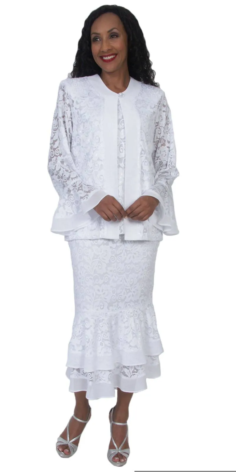 CLEARANCE - Hosanna 5514 Plus Size 3 Piece Set Tea Length Dress (Size 5XL)