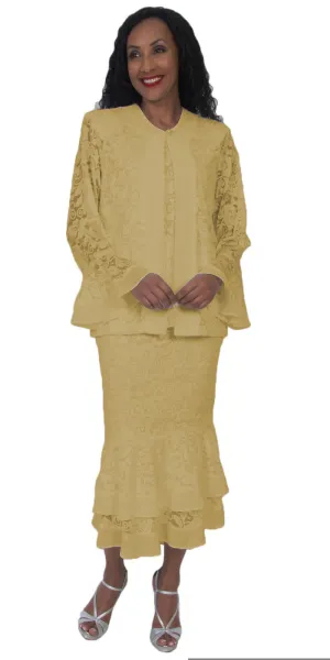 CLEARANCE - Hosanna 5514 Plus Size 3 Piece Set Tea Length Dress (Size 5XL)