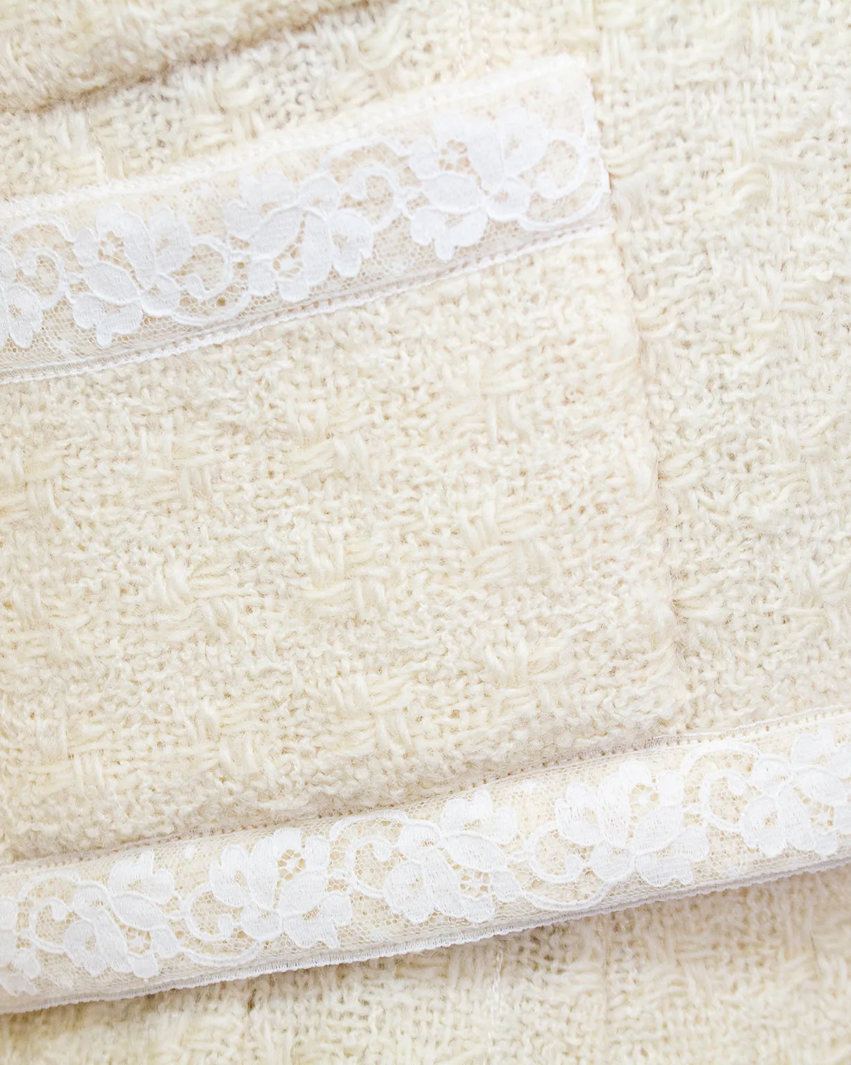 Cream Lace & Bouclé Wool 5pc RTW Skirt Suit