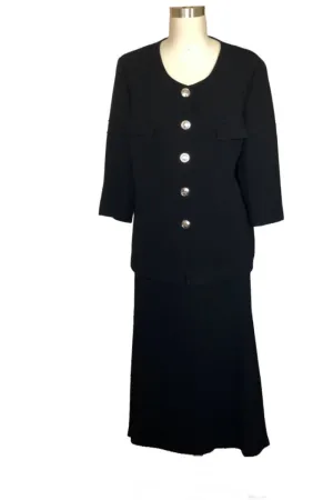 Crepe Jacket and Panel Skirt Suit (Black) Style # B1SK