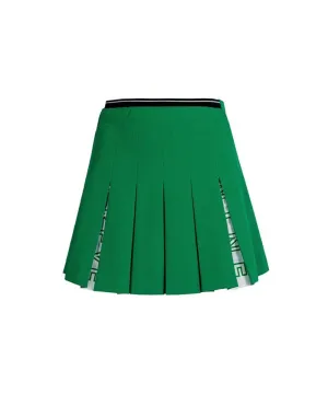 CREVE NINE: Logo Swing Pleated Skirt - Green