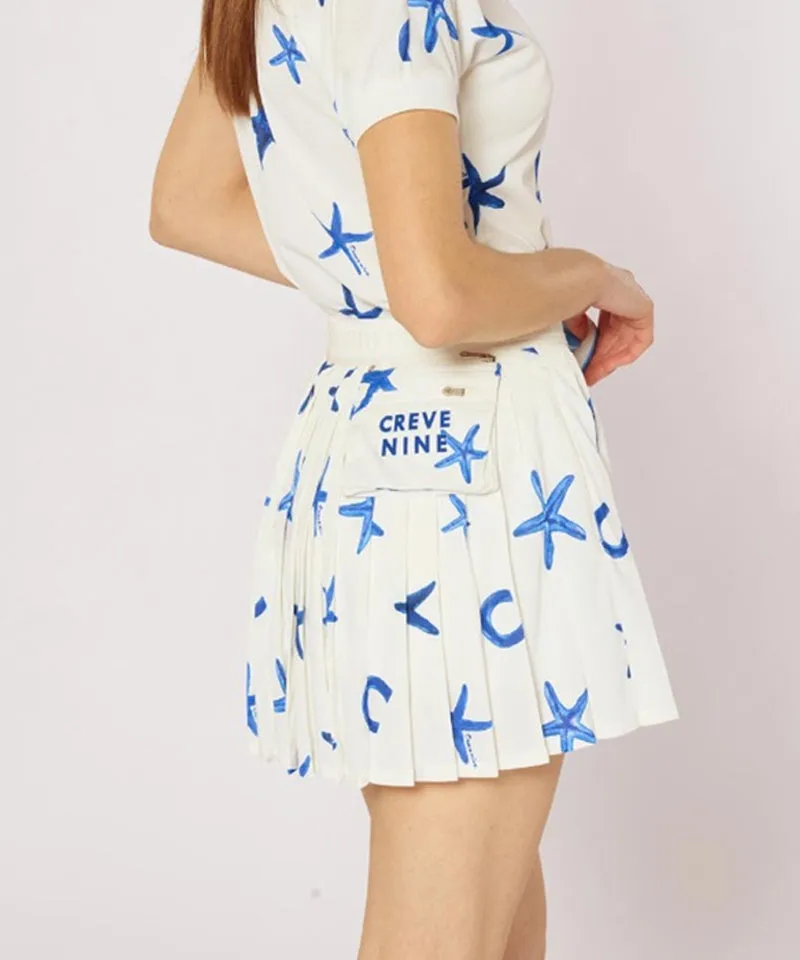CREVE NINE: Marine Star Pleated Skirt - 2 Colors