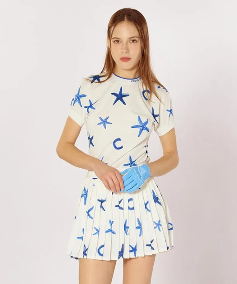 CREVE NINE: Marine Star Pleated Skirt - 2 Colors