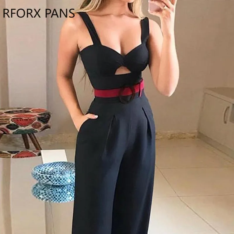 Cut Out Twist Front Wide Leg Jumpsuit