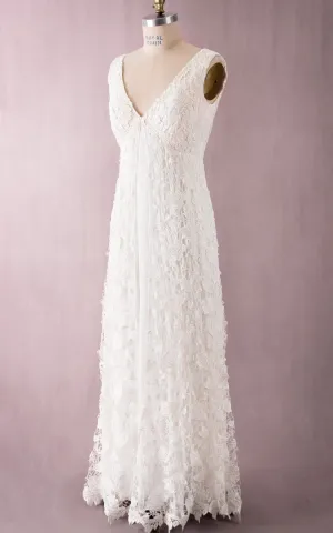 Delicated V Back V-Neck Vintage Floor-Length Dress-704151