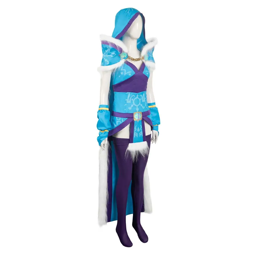 Dota 2 Crystal Maiden Game Chracter Blue Suit Cosplay Costume Outfits Halloween Carnival Suit
