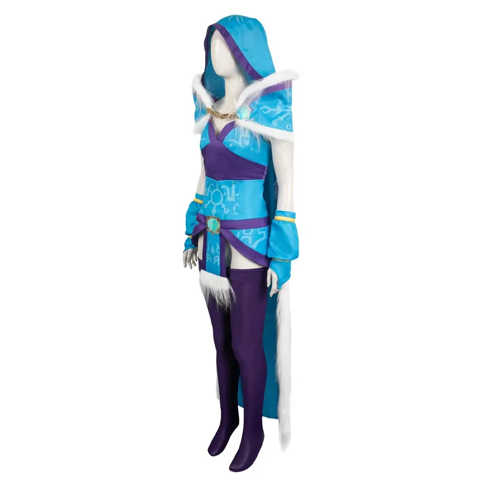 Dota 2 Crystal Maiden Game Chracter Blue Suit Cosplay Costume Outfits Halloween Carnival Suit