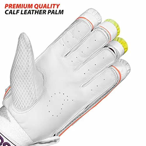 DSC Intense Valor Leather Cricket Batting Gloves, Mens Right (White Turquoise)