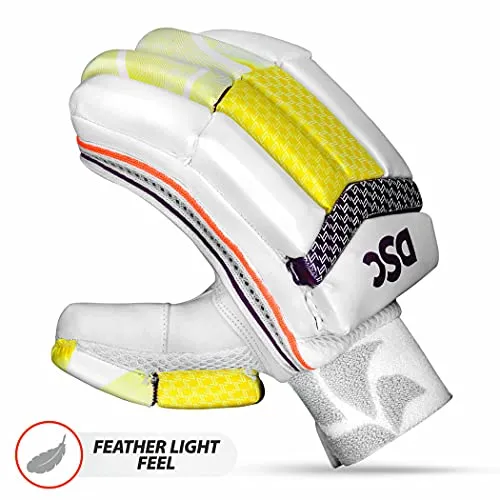DSC Intense Valor Leather Cricket Batting Gloves, Mens Right (White Turquoise)