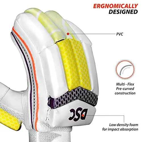 DSC Intense Valor Leather Cricket Batting Gloves, Mens Right (White Turquoise)