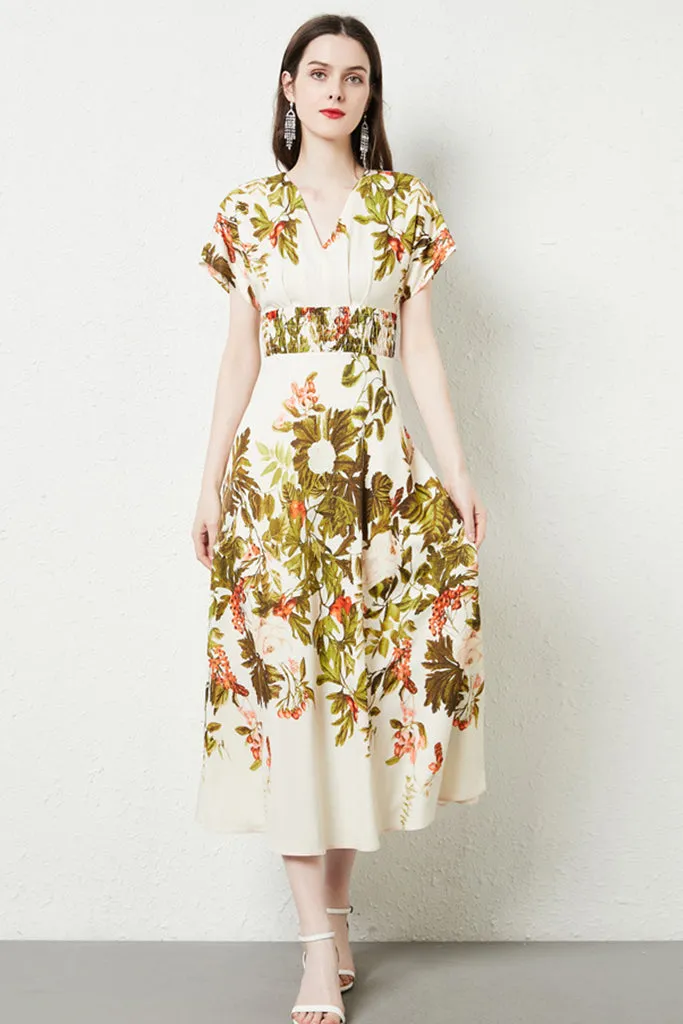 Elastic Waist Midi Dress L in Clearance