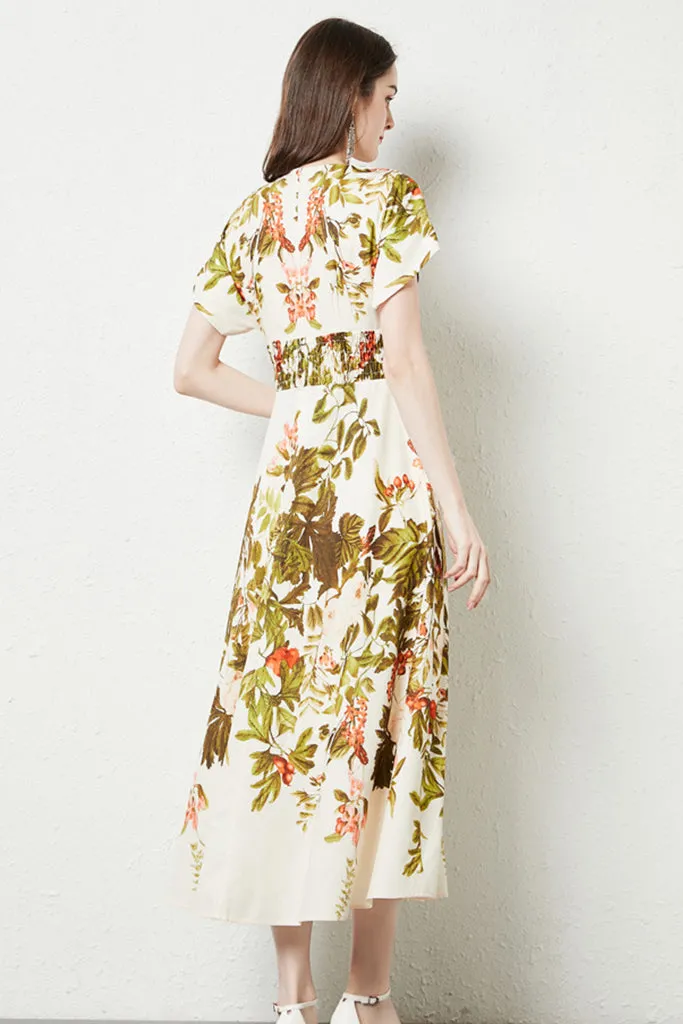 Elastic Waist Midi Dress L in Clearance