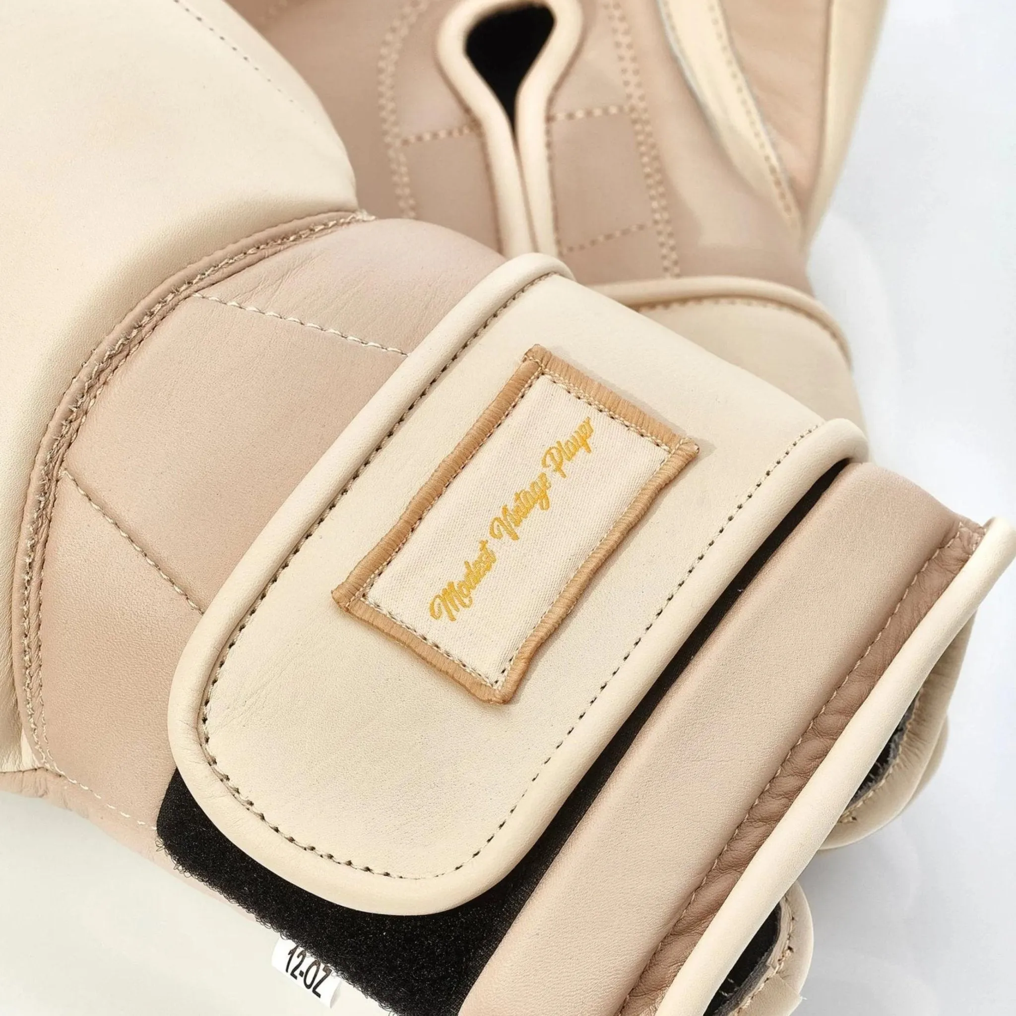 Elite Leather Boxing Gloves - Cream   Light Brown