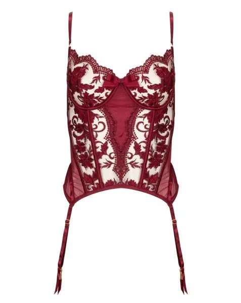 Embroidered Merrywidow - Ruby Wine -