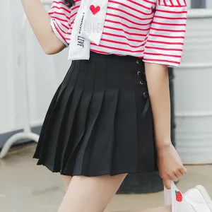 Energetic Short Pleated School Girl Lace-up Skirts J40108