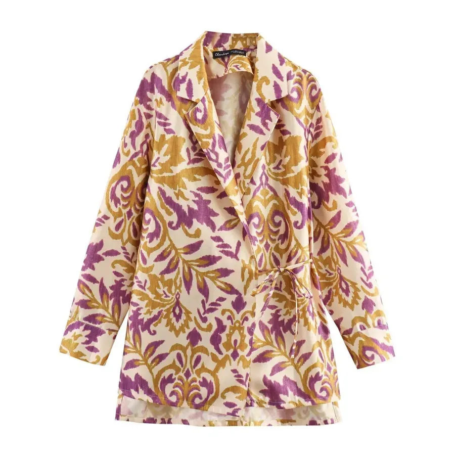Floral Blazer Suits Pants Set