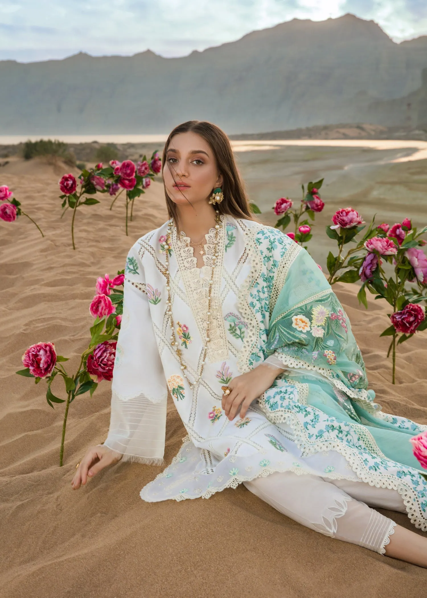 French Summer Ivory | Crimson Luxury Lawn Collection 2023 | Unstitched Embroidered Lawn Suits