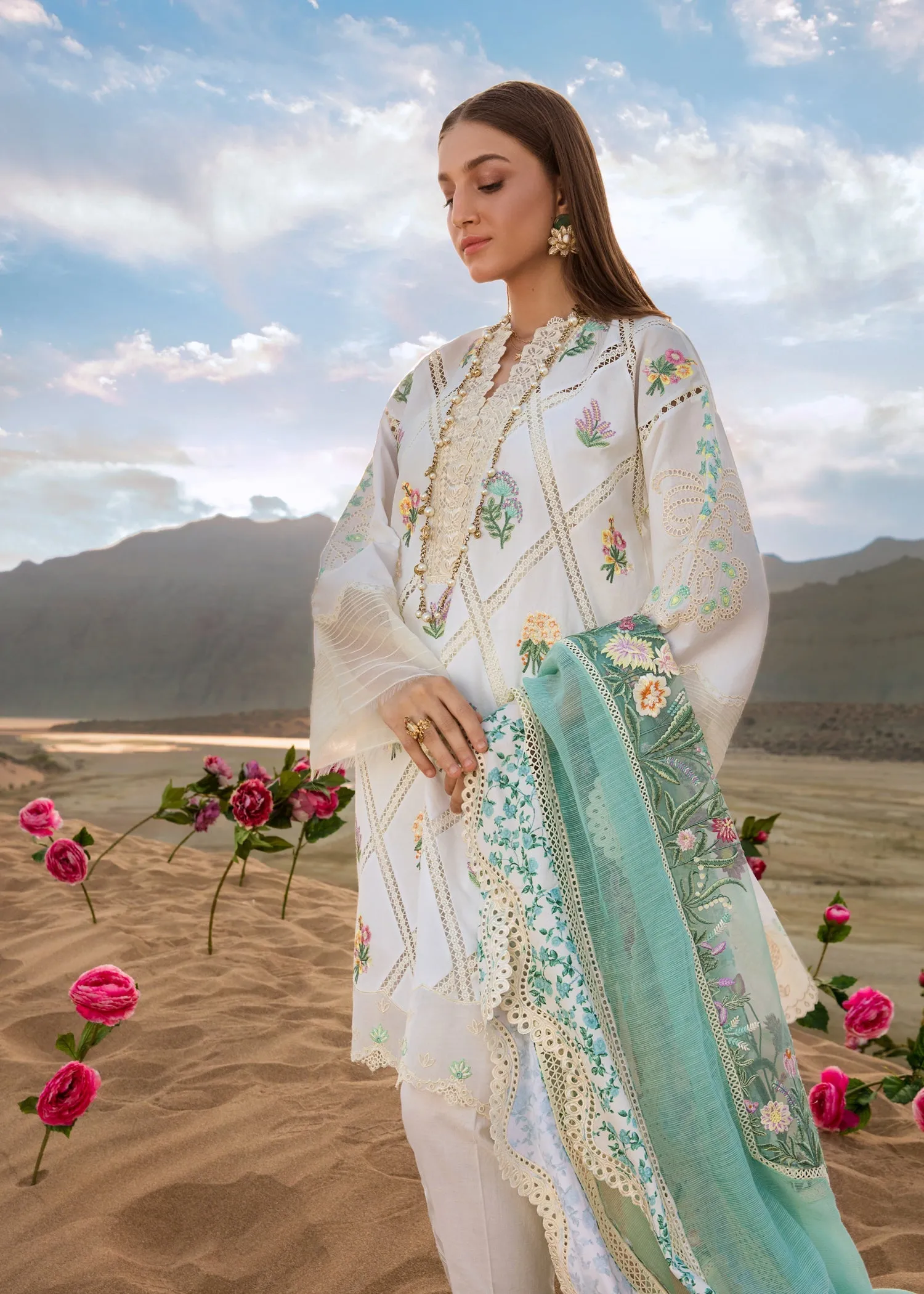 French Summer Ivory | Crimson Luxury Lawn Collection 2023 | Unstitched Embroidered Lawn Suits