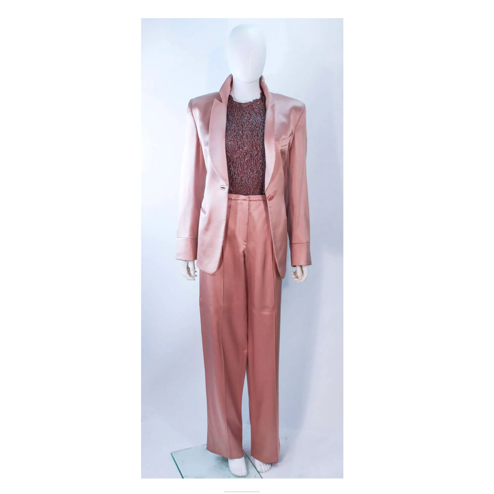 GIORGIO ARMANI Pink Mauve Silk Pant & Body Suit Size 42