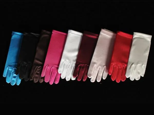 Girls Short Satin Gloves