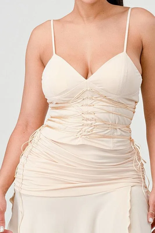 GODESS CORSET WAIST SLIT DRESS