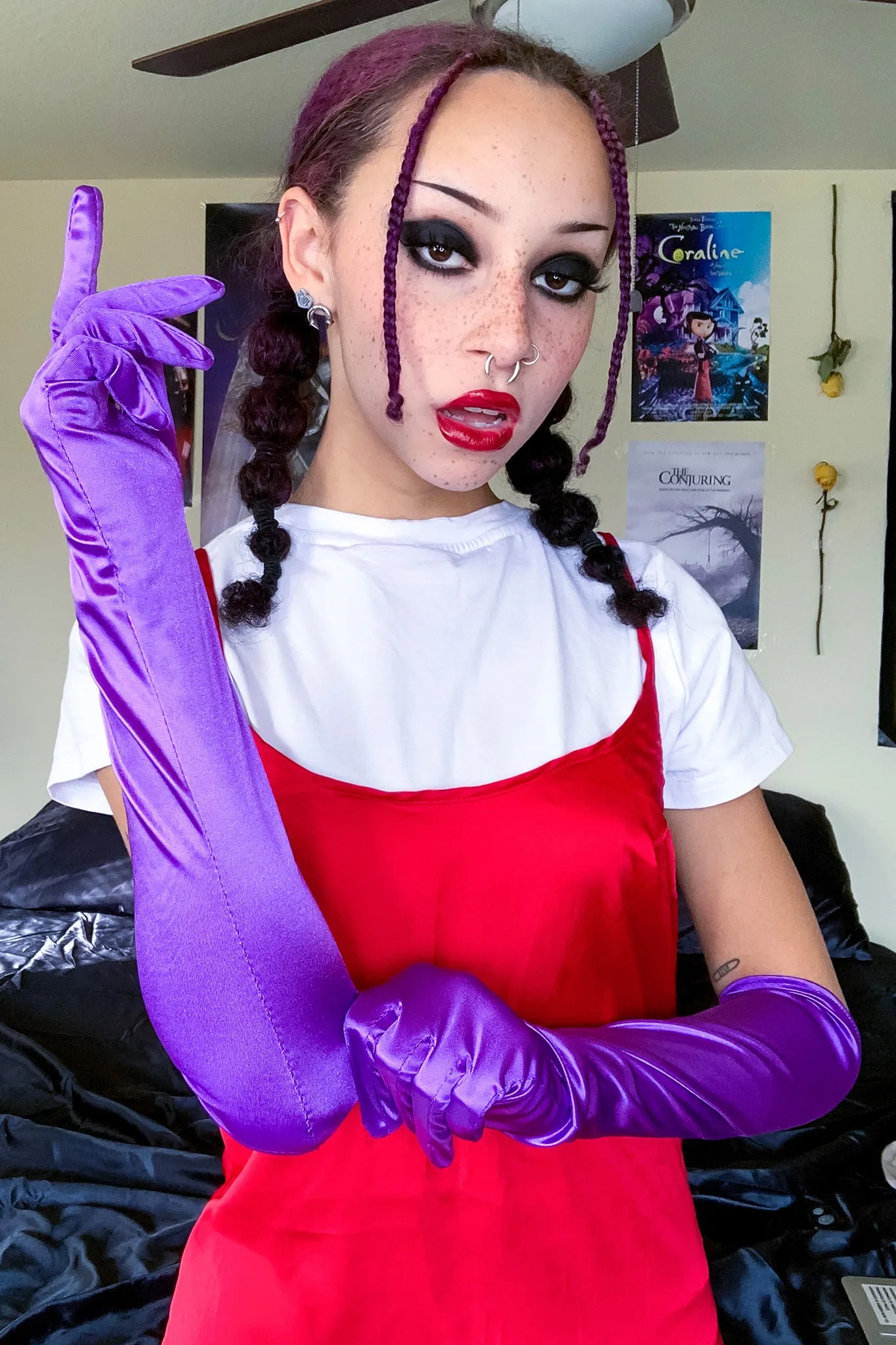 Grape Viral Satin Gloves