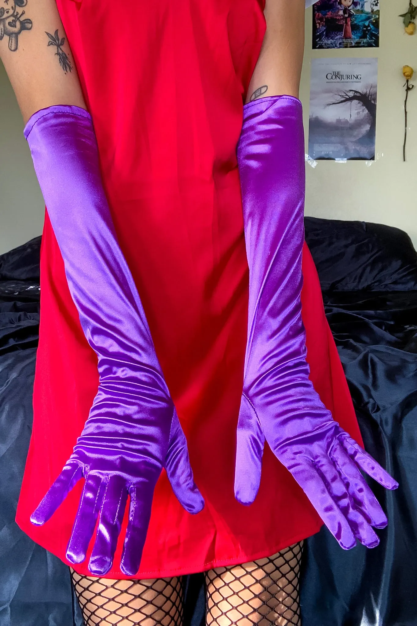 Grape Viral Satin Gloves