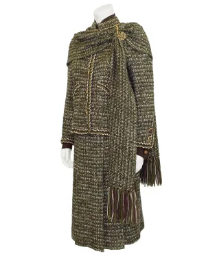 Green and Brown Tweed 6 Piece Skirt Suit from 1981