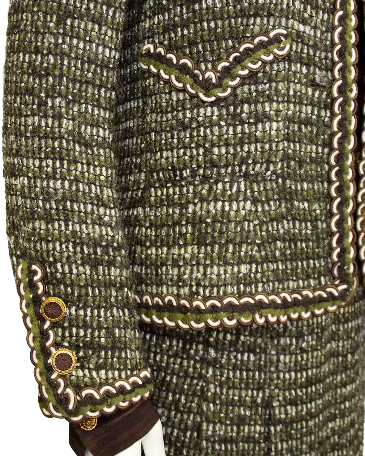 Green and Brown Tweed 6 Piece Skirt Suit from 1981