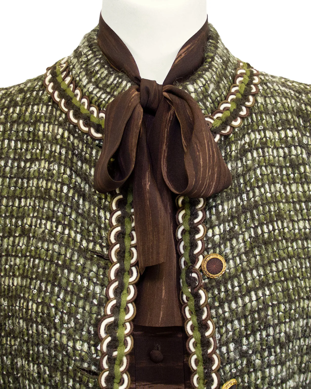 Green and Brown Tweed 6 Piece Skirt Suit from 1981