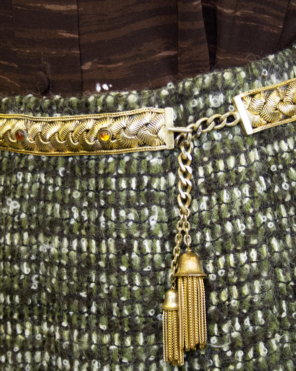 Green and Brown Tweed 6 Piece Skirt Suit from 1981