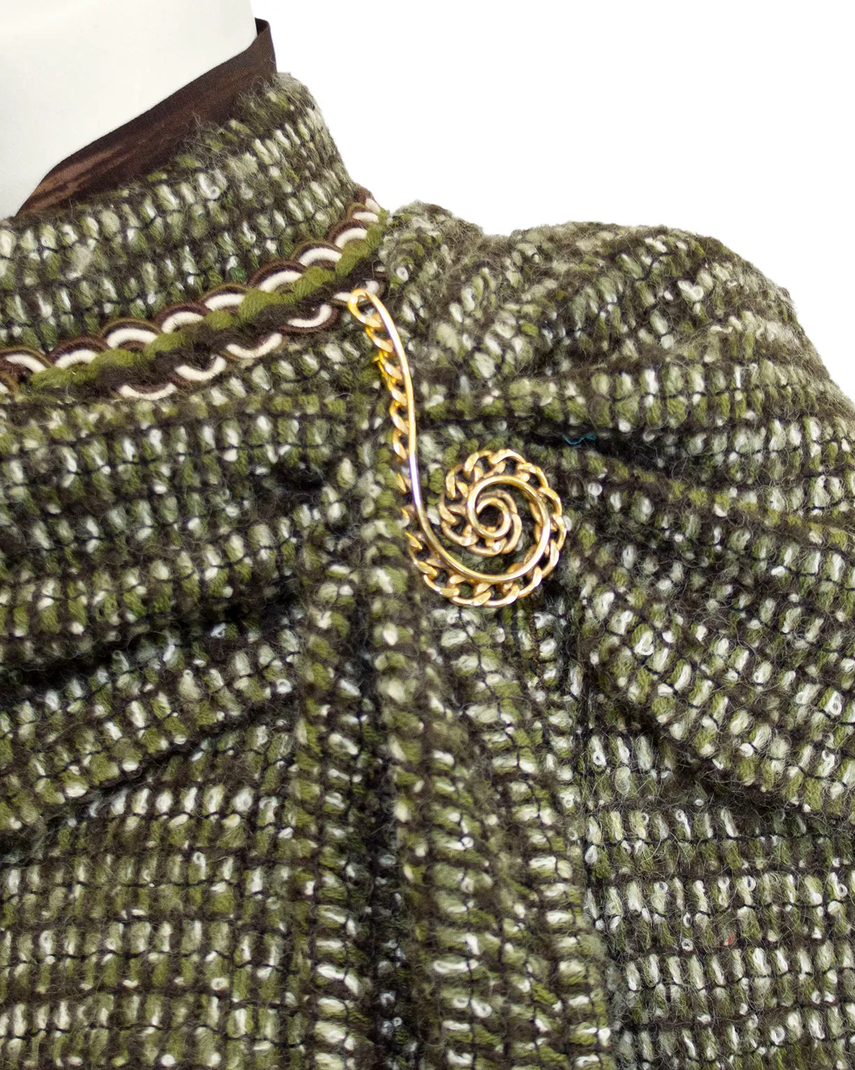 Green and Brown Tweed 6 Piece Skirt Suit from 1981
