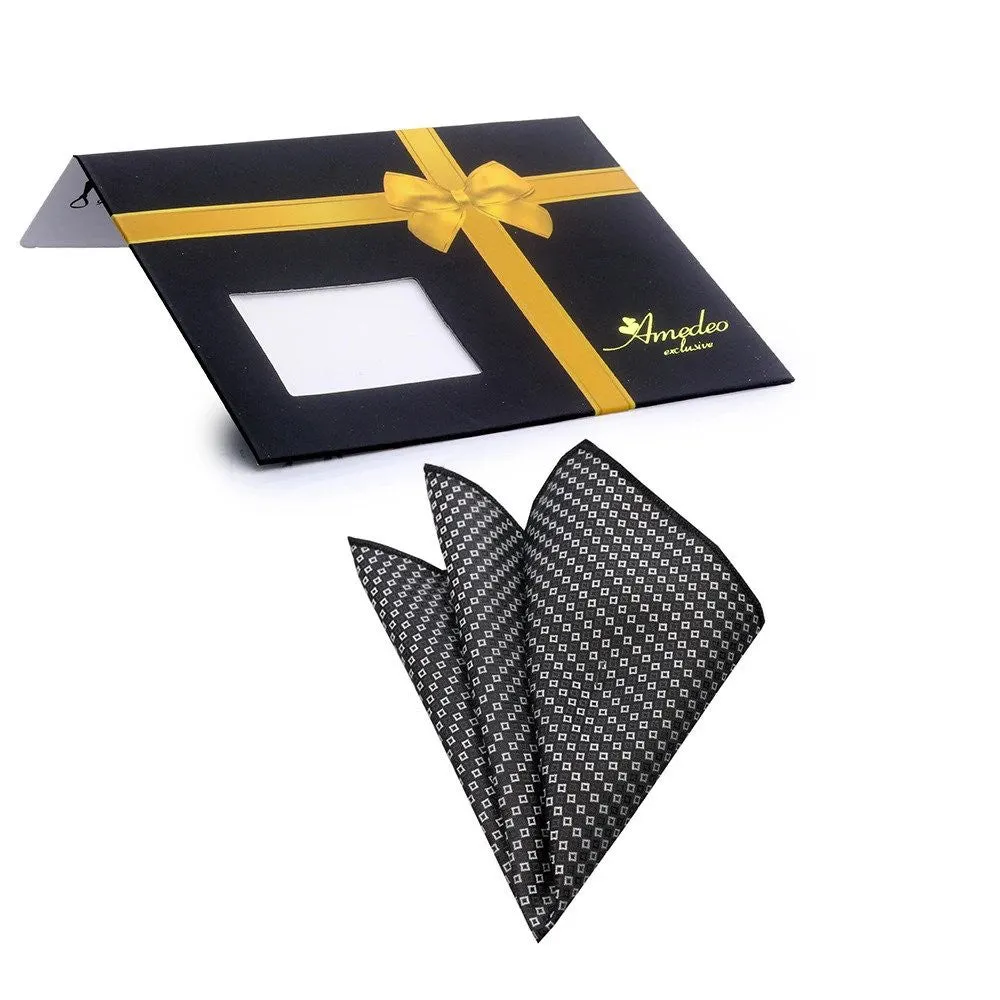 Grey White Mens Pocket Square - Premium Silk Handkerchiefs for Suits