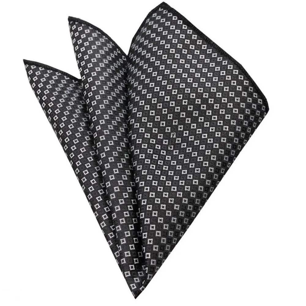 Grey White Mens Pocket Square - Premium Silk Handkerchiefs for Suits