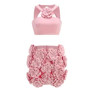 Halter Top Floral Skirt Set - Fashion Suit for Women