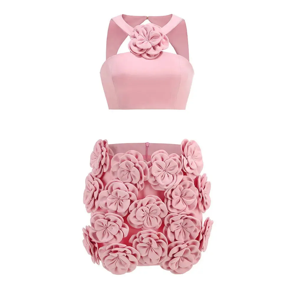 Halter Top Floral Skirt Set - Fashion Suit for Women