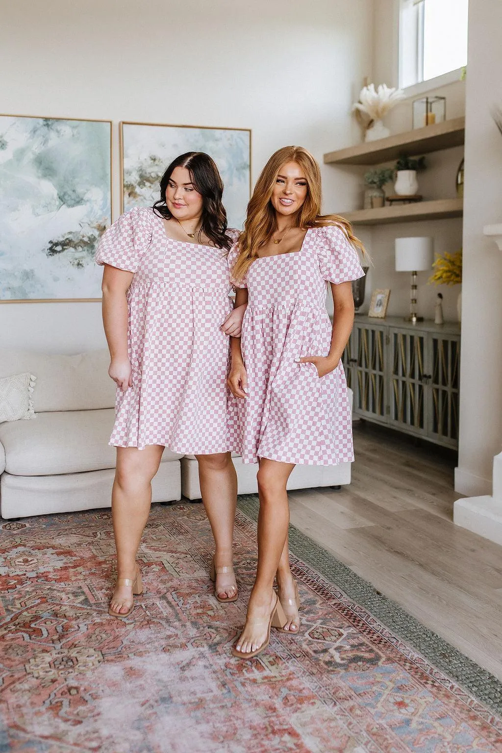 Hazel Blues® |  The Moment Checkered Babydoll Dress