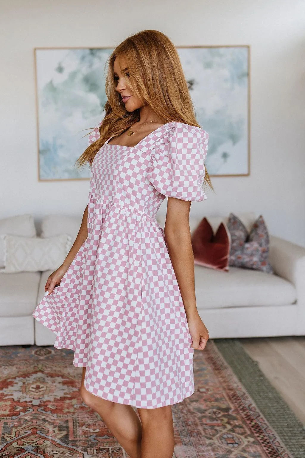 Hazel Blues® |  The Moment Checkered Babydoll Dress