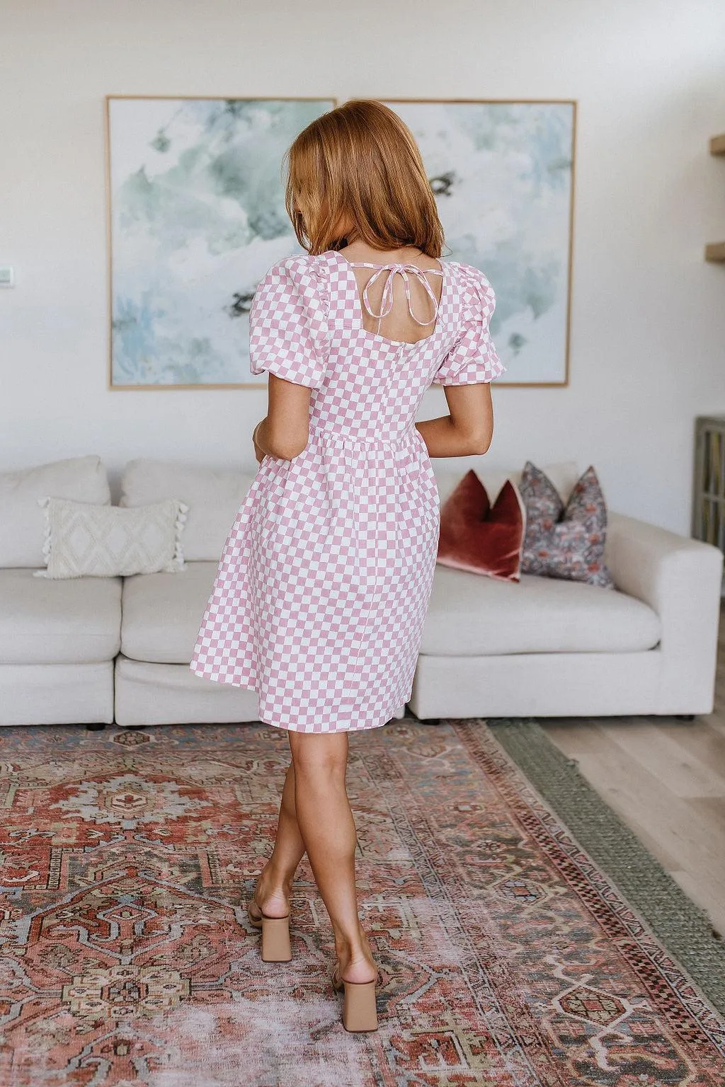 Hazel Blues® |  The Moment Checkered Babydoll Dress