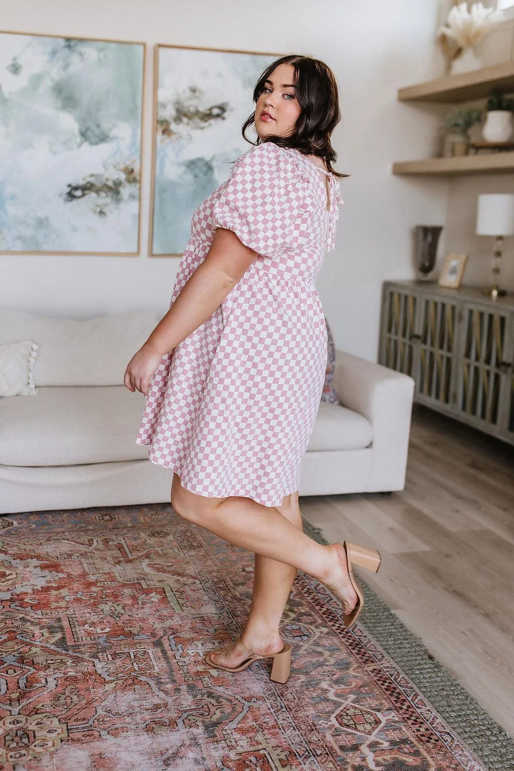Hazel Blues® |  The Moment Checkered Babydoll Dress