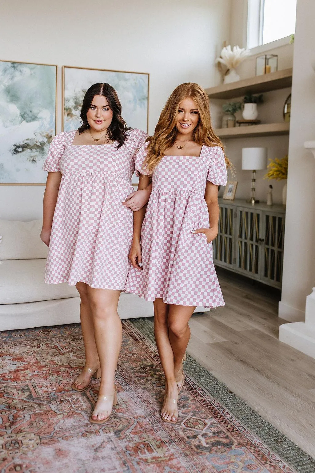 Hazel Blues® |  The Moment Checkered Babydoll Dress