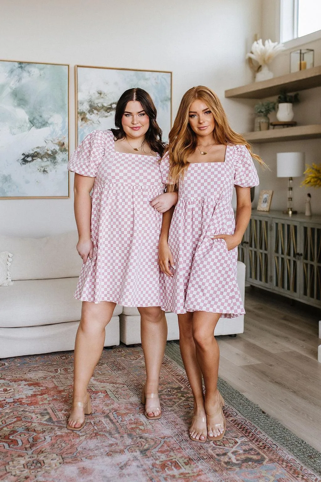 Hazel Blues® |  The Moment Checkered Babydoll Dress