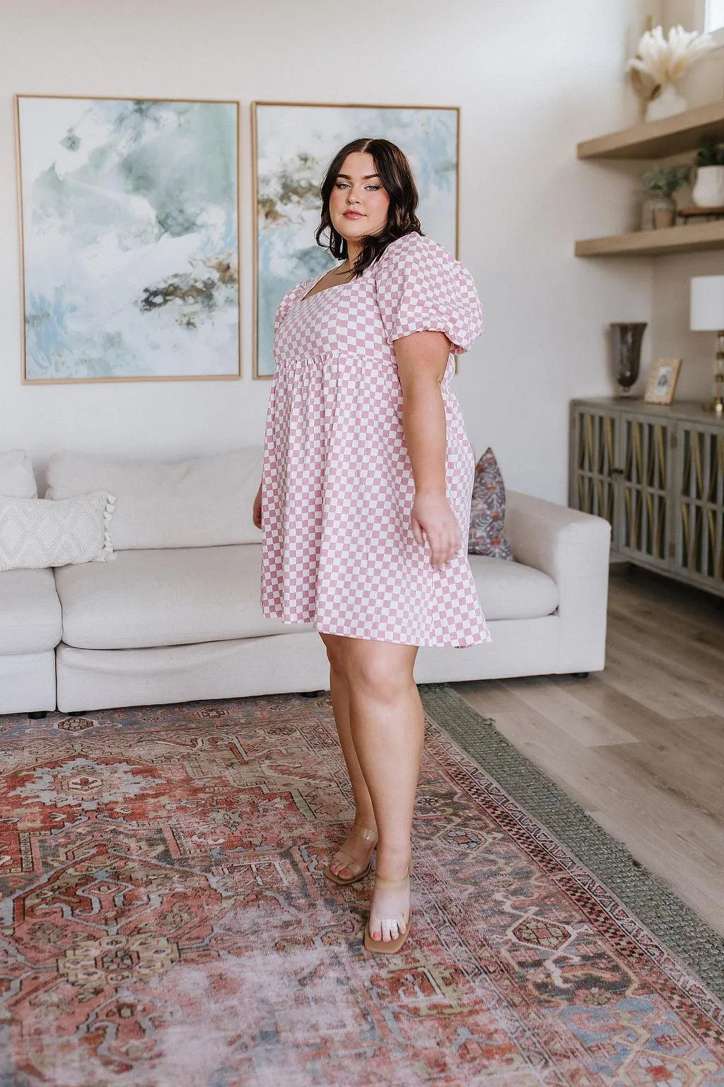 Hazel Blues® |  The Moment Checkered Babydoll Dress