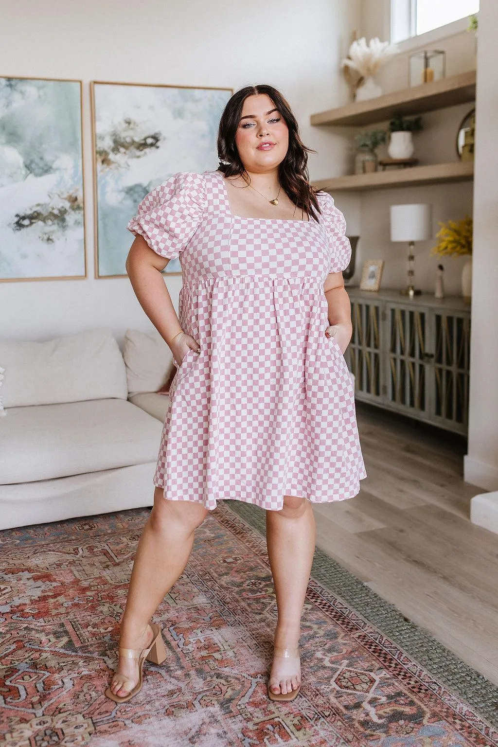 Hazel Blues® |  The Moment Checkered Babydoll Dress