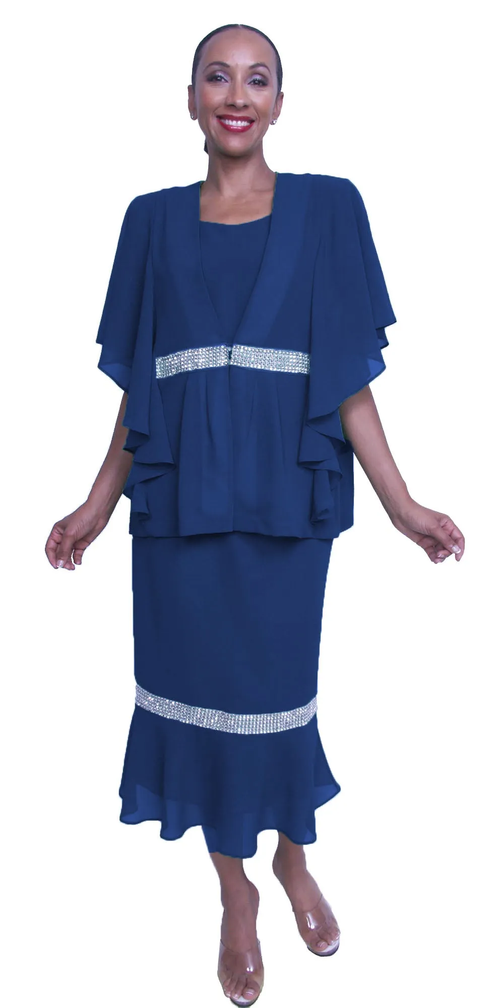 Hosanna 3452 Plus Size 3-Piece Tea Length Dress Mid Length Jacket