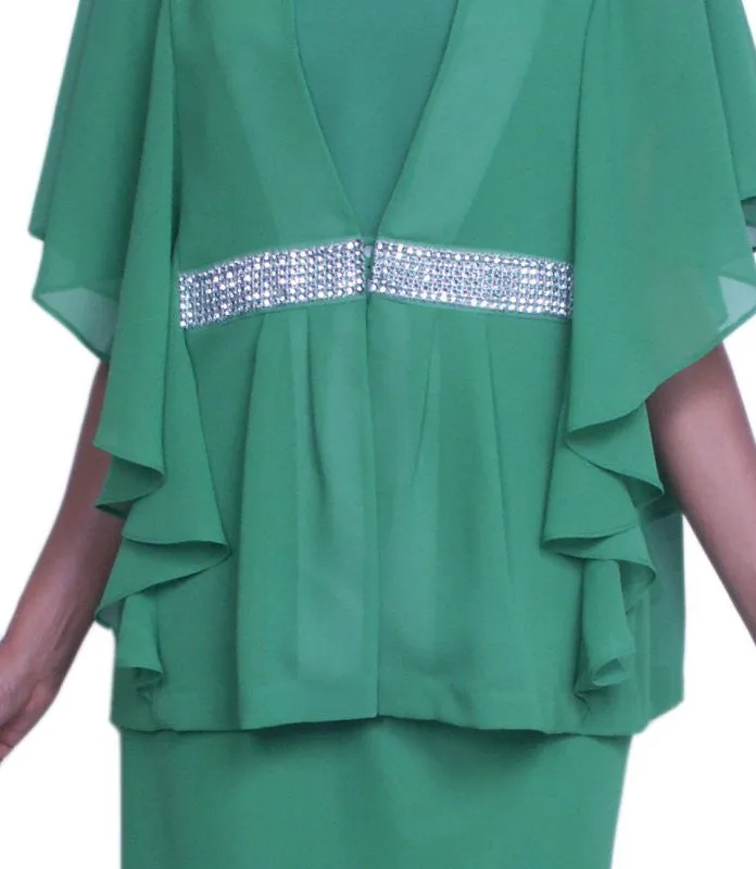 Hosanna 3452 Plus Size 3-Piece Tea Length Dress Mid Length Jacket
