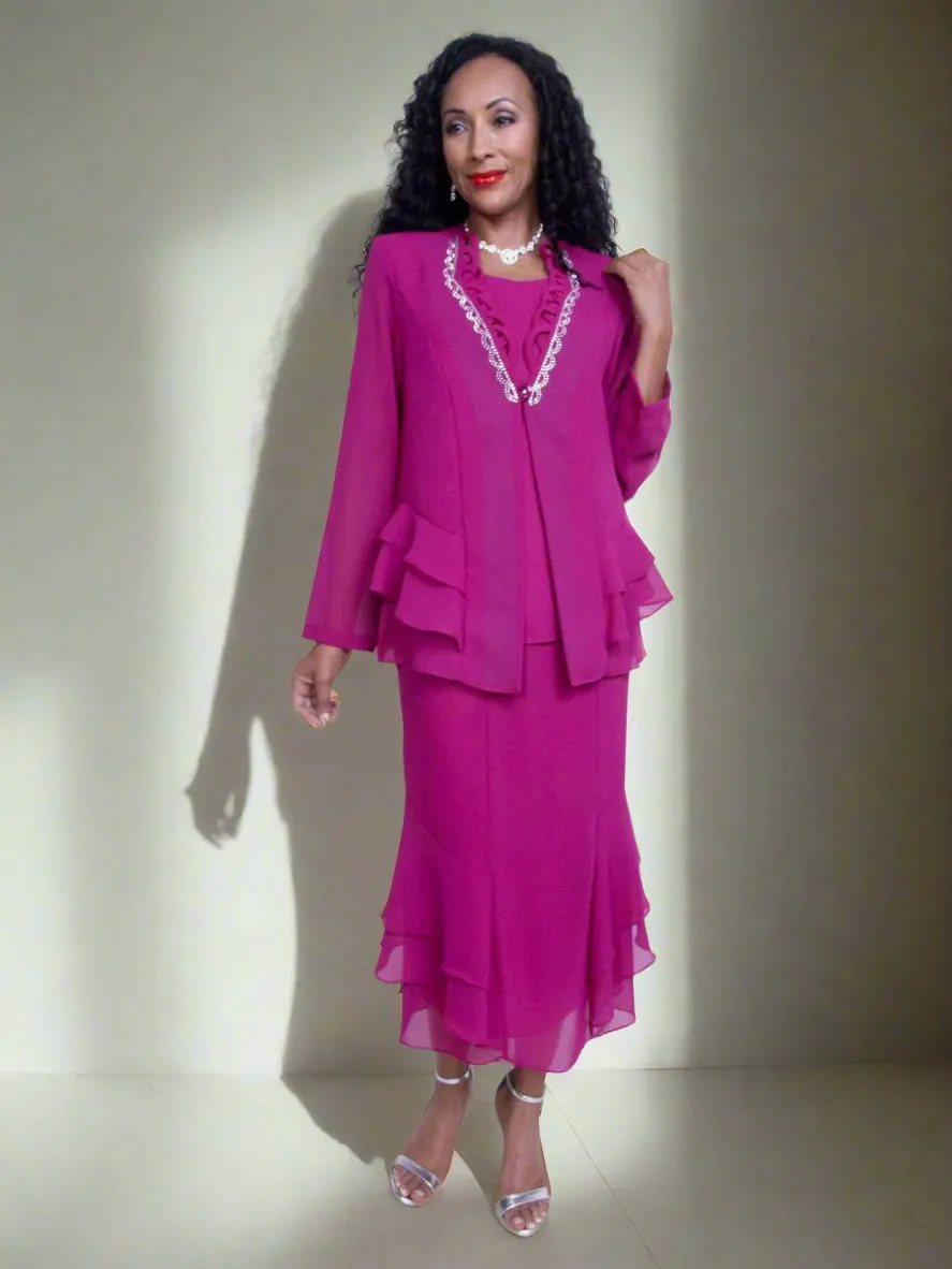 Hosanna 5555 Modest 3-Piece Set Ankle Length Dress