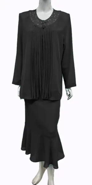 Hosanna Design 5536 Modest 3-Piece Set Tea Length Chiffon Dress