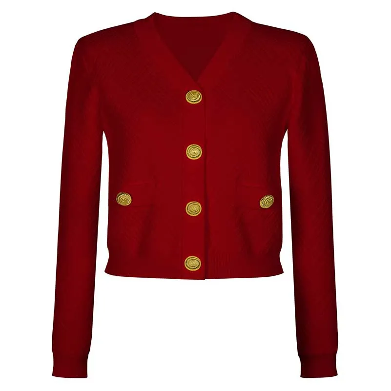 Knit Crop Top Skirt Suit Button-Up Cardigan Jacket   Mini Skirt Set
